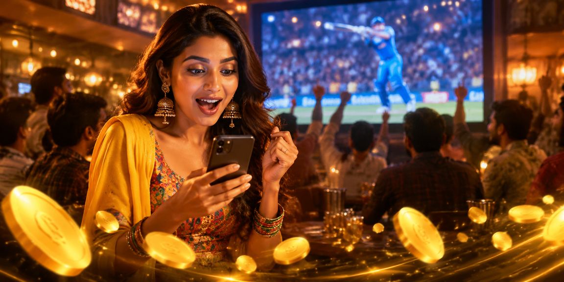 Night market with cricket betting theme in India